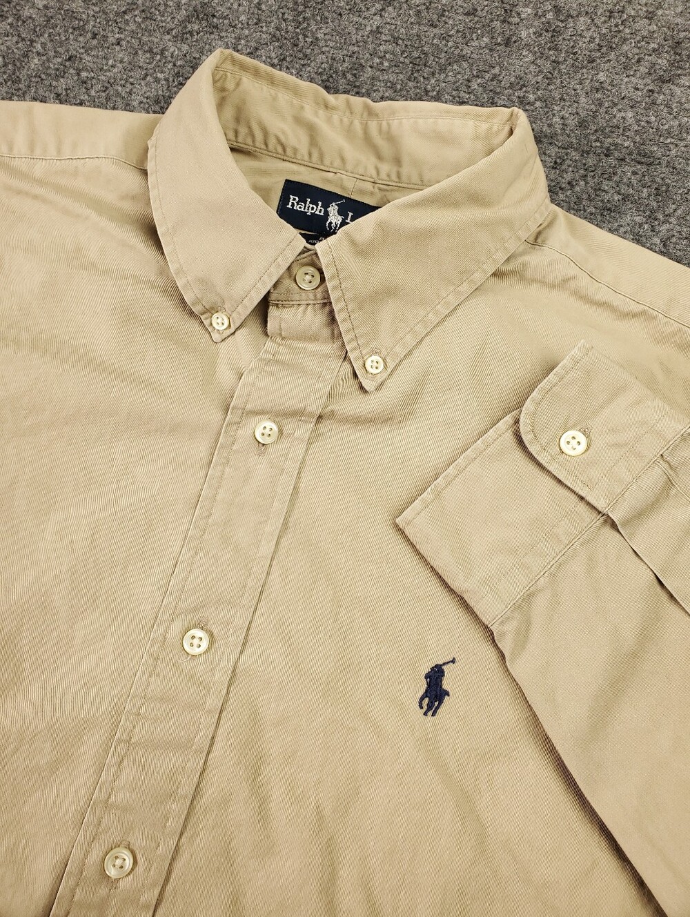 Vintage 90s Ralph Lauren Blake Shirt XL Khaki Tan Button Down Oxford Preppy Y2K